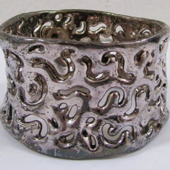 Bat-Ami Sterling Silver BR94 Oriental Silver Bangle Bracelet